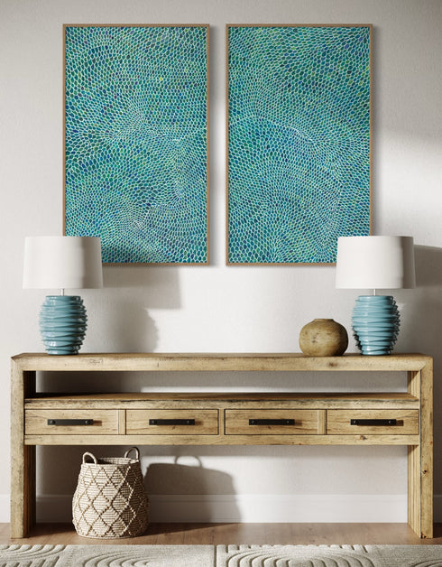 White Scales Diptych | Framed Giclee Print on Canvas
